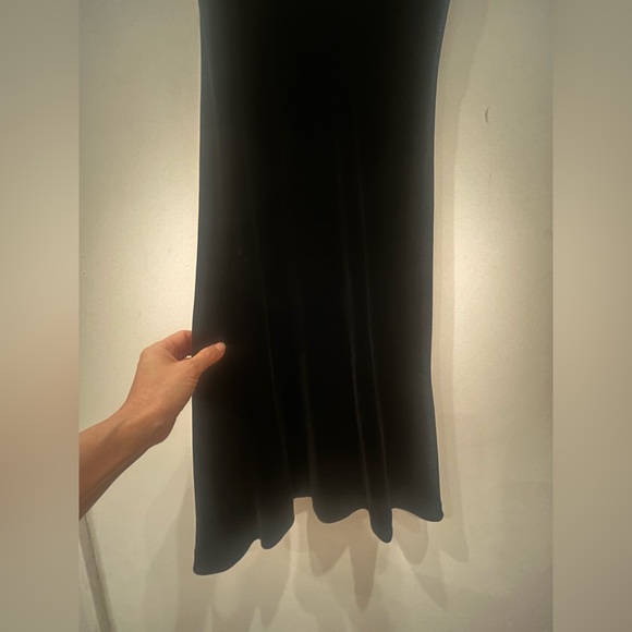 Vtg 90s The Limited Black Sleeveless Velvet Silk Stretchy Midi Dress SZ M Goth - Picture 6 of 6